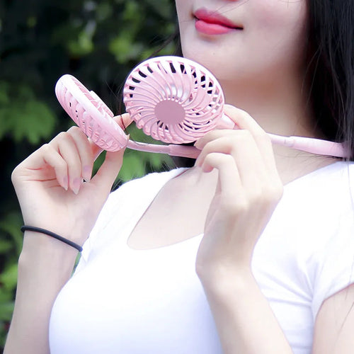 Portable Neck Fan,USB Hands Free Neck Hanging Rechargeable Mini