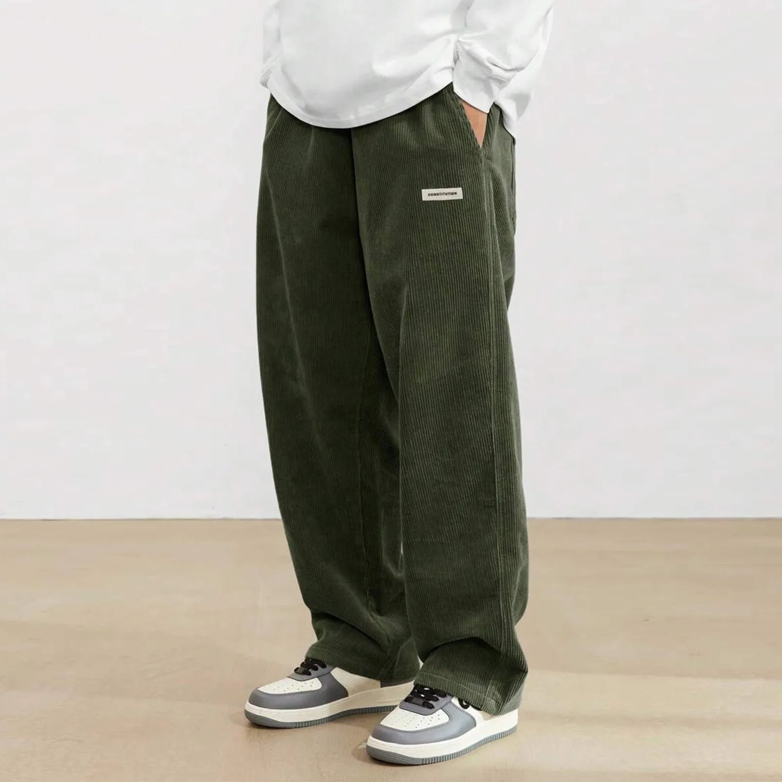 Corduroy Pants Men Clothing Sweatpants Loose-Fit